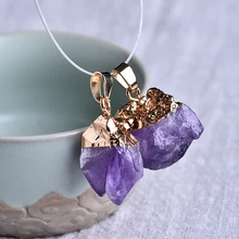 1 PC Naturel Améthyste Pendentif Quartz Cristal Chakra Guérison Pierre De Mode Pendentif Couple Décoration DIY Cadeau