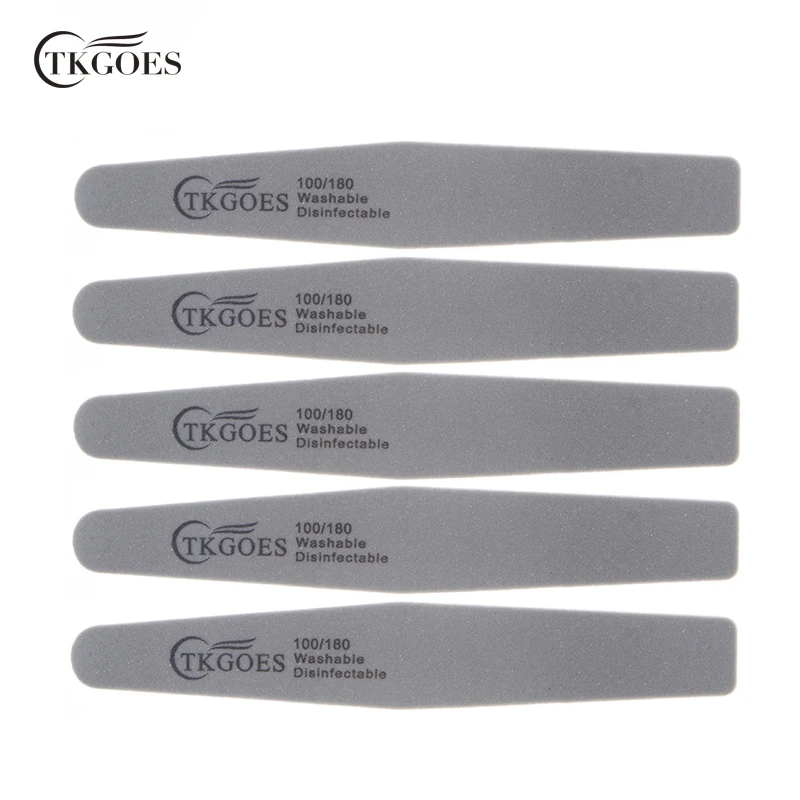 TKGOES 5PCS 100/180 Nail File Buffer Washable Double Side