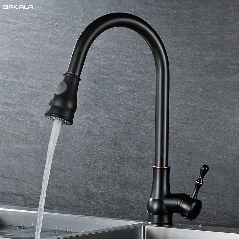 BAKALA 360 rotating faucet Luxury ORB Pull Down Kitchen Faucet Wholesale New Arrival Solid Brass Swivel Pull Out BR-6137R