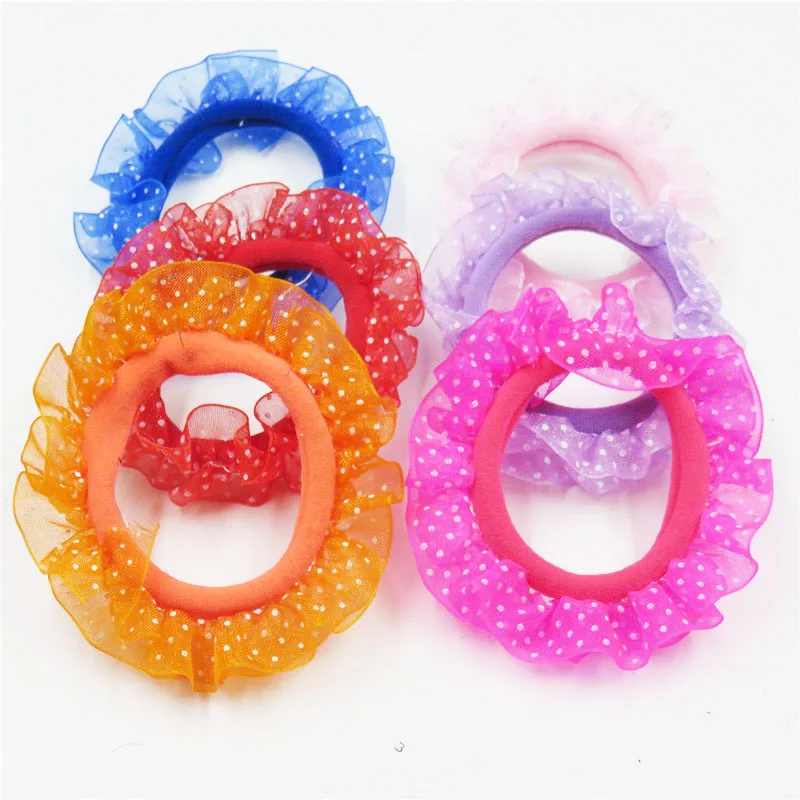 

1PCS Candy DOTS Cloth Elastic Hair Bands For Girls Handmade Bow Headband Hair Tie Scrunchy Kids Hair Accessories For Women 2018