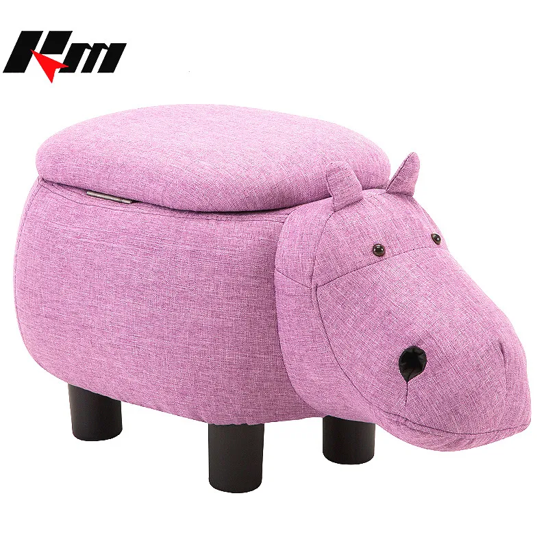 Multifunction Cute Animal Hippo Cloth Storage Shoe Bench Durable Footstool Sofa with PV Sturdy Legs Bearing 80kg Gifts For Kids Multifunction Cute Animal Hippo Cloth Storage Shoe Bench Durable Footstool Sofa with PV Sturdy Legs Bearing 80kg Gifts For Kids