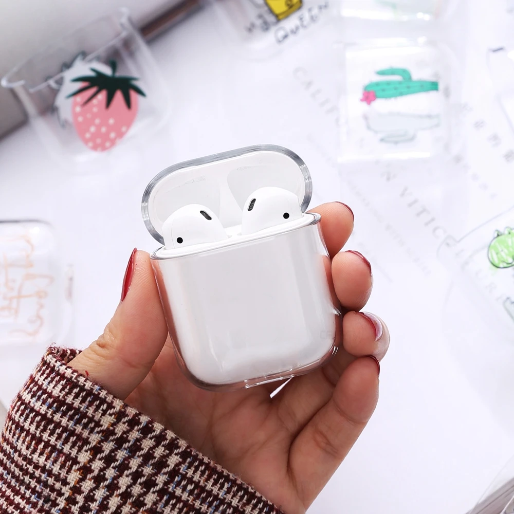 Чехол s для Apple AirPods 2 прозрачный чехол наушников Air Pods 1 Жесткий ПК с кристаллами