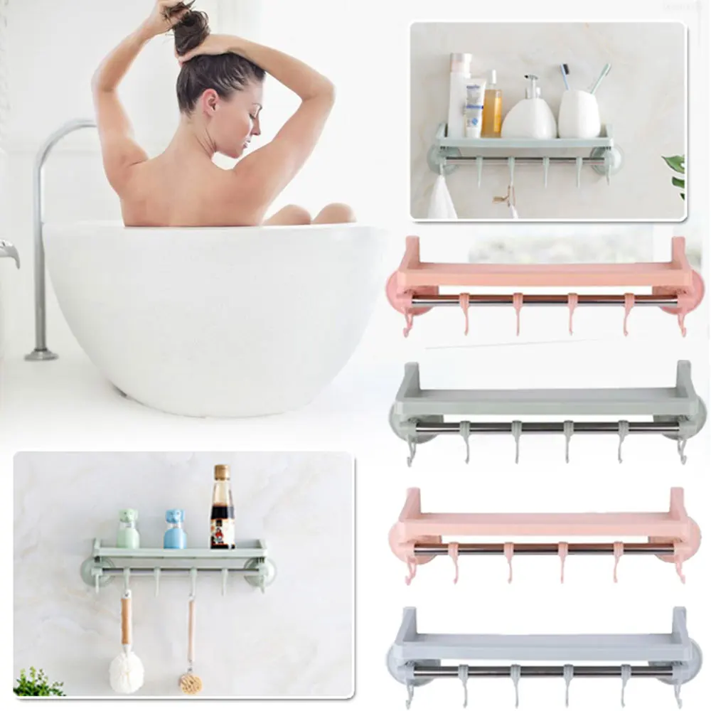 

Stacks Storage Rack Durable 4 Color Pp Shower Stuff Bathroom Cup Suction