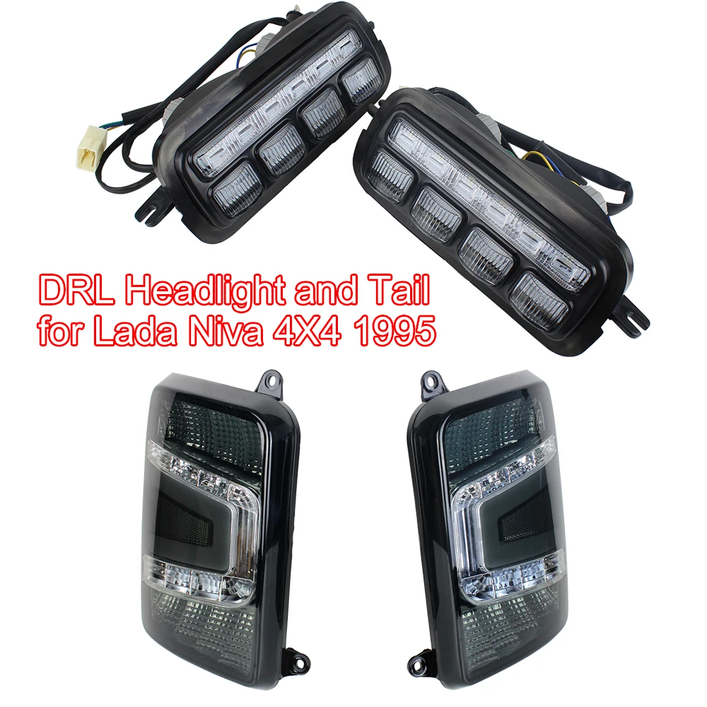 

For Lada Niva 4X4 1995 LED tail lights with Running Turn Signal Accessories Car Styling Tuning and LED DRL Headlight PMMA / ABS