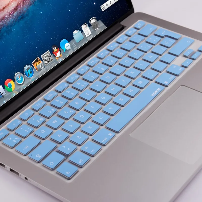 Xskn синий испанский силиконовая клавиатура кожного покрова для MacBook Air Pro 13/15 и Apple Беспроводной клавиатура, раскладка клавиатуры США протектор