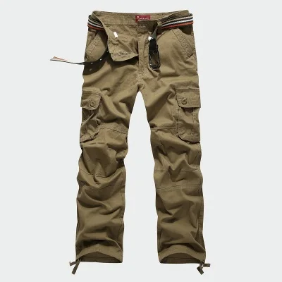 Высокое качество 2019 весна осень брюки карго мужские хлопковые прямые мульти-комбинезоны с карманами свободные военные брюки мужские