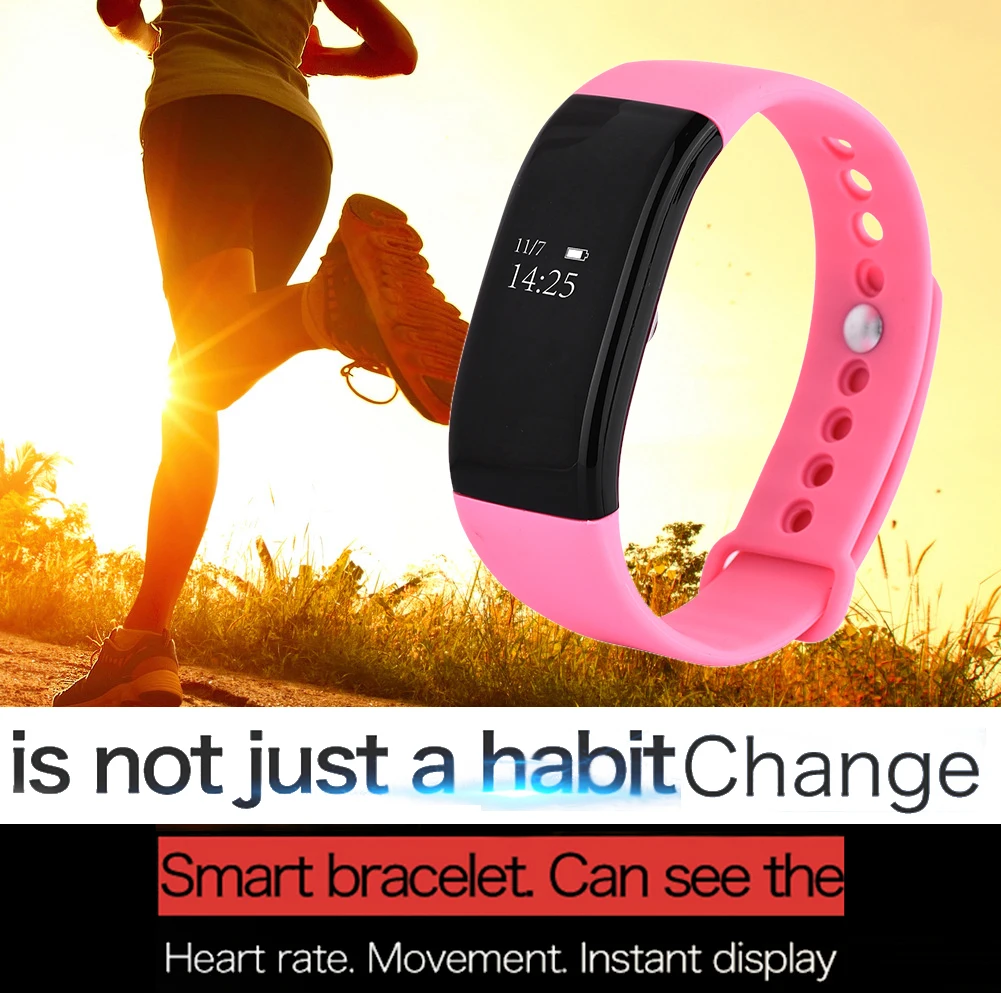 New Pink V66 Smart Band Intelligent Bracelet for IOS Android 0 66 OLED Screen Bluetooth 4