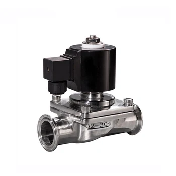 

Tri Clamp 1.2 inch OD:50.5mm,ID:32mm Sanitary Solenoid Valve Normally Closed PTFE Seat Food Grade Stainless Steel 304