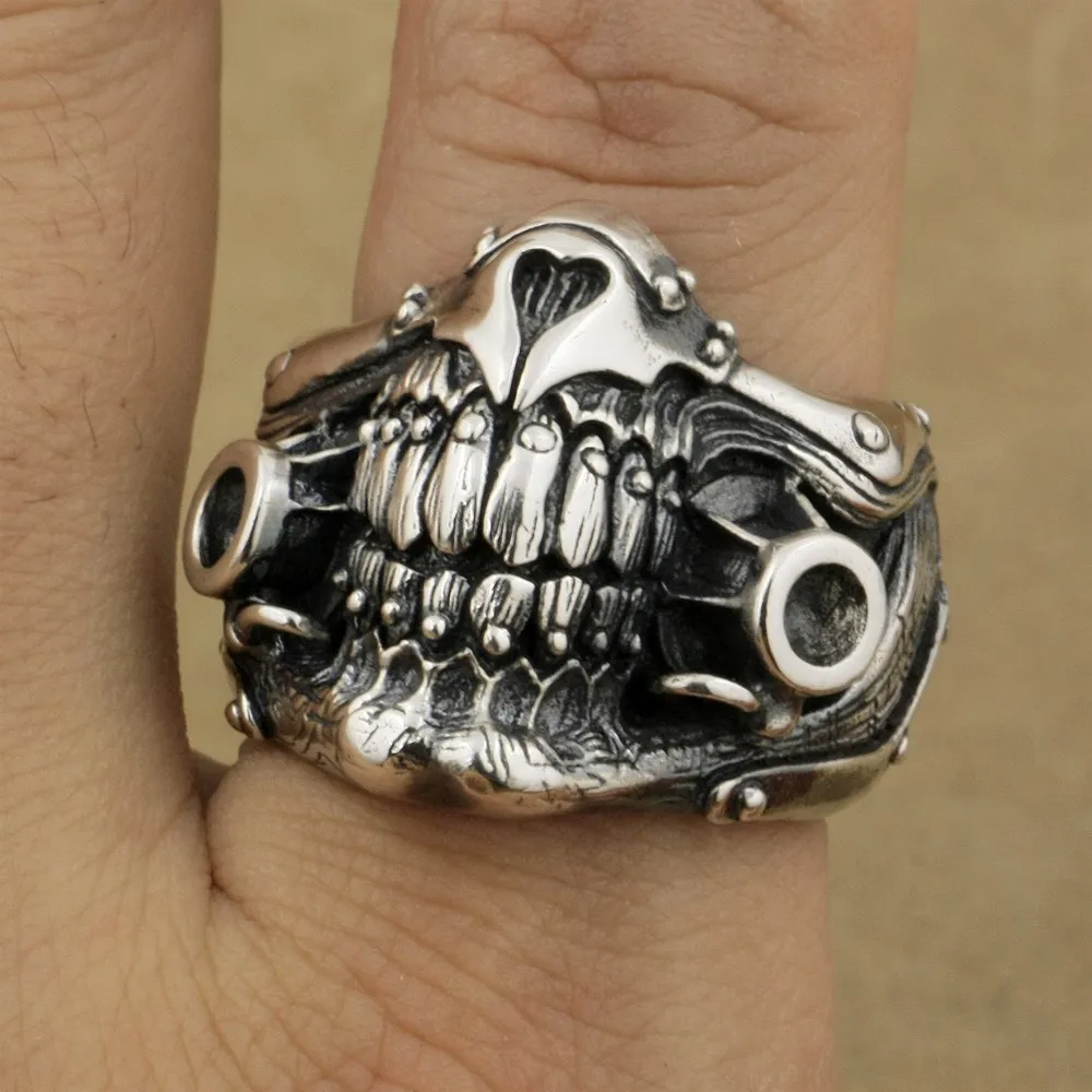 LINSION MAD MAX Immortan Joe кольцо 925 пробы Серебряное мужское байкерское кольцо в стиле панк череп 9Y021 размер США от 7 до 15