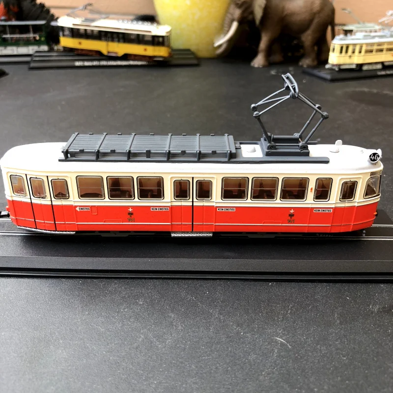Новое специальное предложение литой металл 1/87 старомодный трамвай статическое моделирование Настольный дисплей Коллекция Модель игрушки для детей