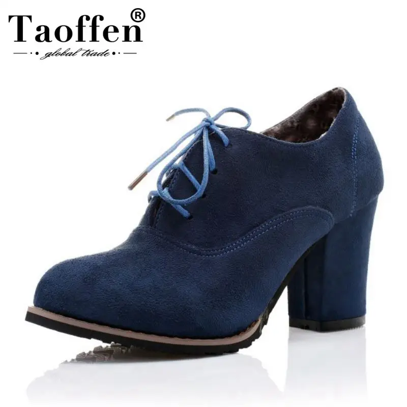 

Spring Autumn Vintage Women Boots Platforms High Square Heel Boots Fashion Lace-up Ankle Solid Women Shoes Size 32-43