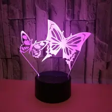 Бабочка 3d настольные лампы с семью цветами Touch LED-лампа с дистанционным управлением визуальная лампа Подарочная атмосфера декоративная настольная лампа