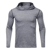 Эластичные быстросохнущие топы с капюшоном, мужские однотонные спортивные свободные футболки с длинными рукавами для фитнеса, Модные осенние мужские толстовки