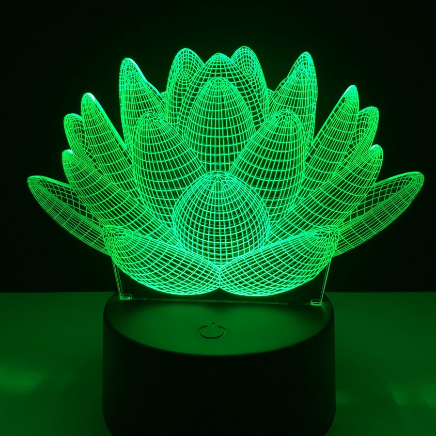Lotus Flower 7 color changing Touch 3D USB colorful night light LED