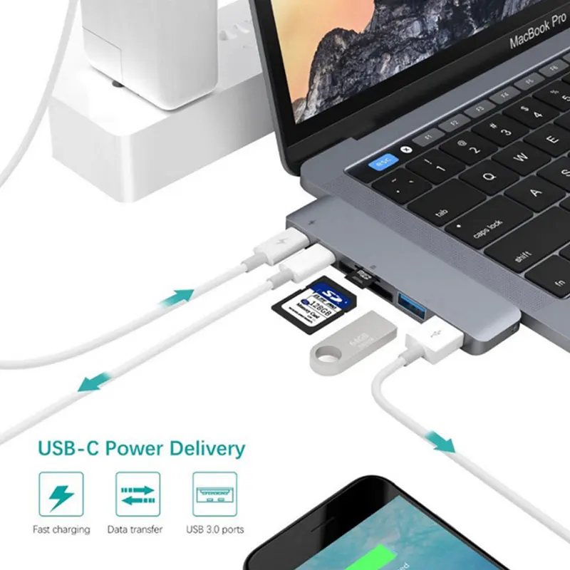 Usb хаб USB C к HDMI RJ45 Gigabit Ethernet Thunderbolt 3 адаптер SD/TF кардридер USB3.0 концентратор мульти