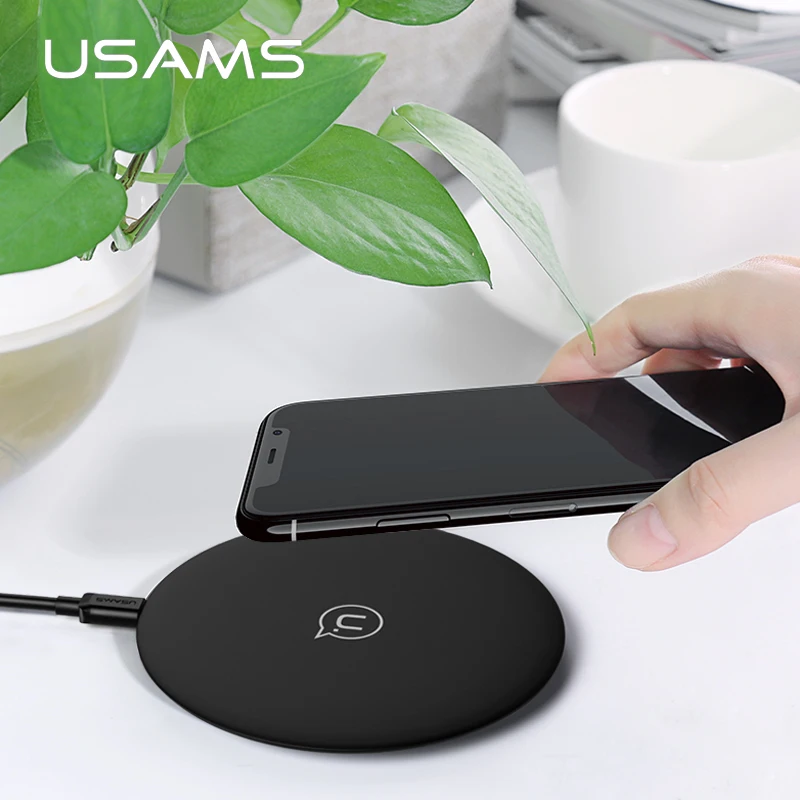 

USAMS Qi wireless charger Metal wireless charging pad for iPhone X 8 8plus for Samsung s8 Note8 charger pad,support quick charge