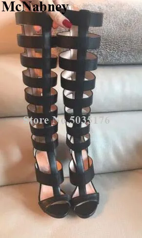 

Black Summer Sexy Fashion Hollow Ladies Boots Platform Peep Toe Stiletto Heels Zipper Mid-Calf Short Boots Party New Women Shoes