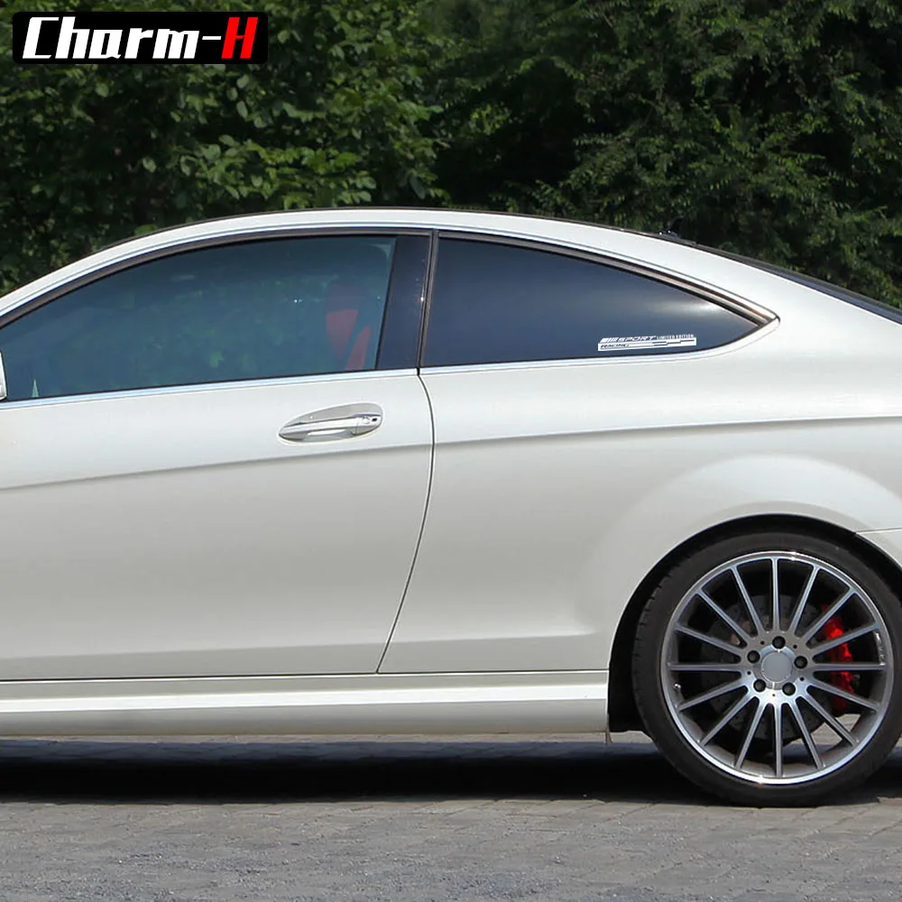 2 قطع سباق شارات عاكسة الجانب نافذة ملصقات الزجاج الرسم ل مرسيدس بنز w203 w204 w212 w211 W205 a GLA45 cla amg