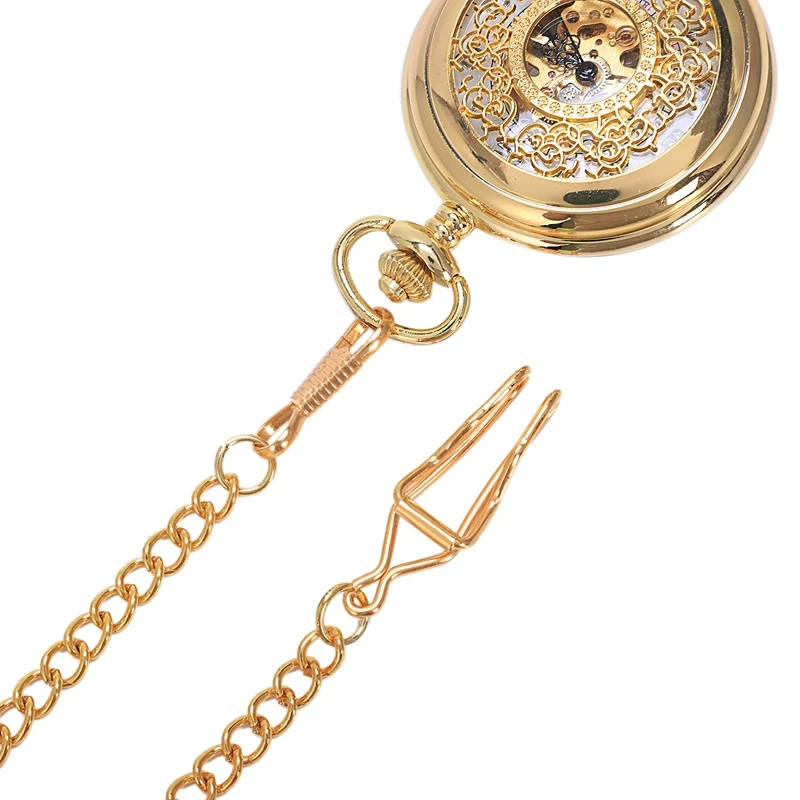 Ретро стимпанк Механические карманные часы Бронзовый цветок гравированный брелок цепь посылка для мужчин женщин флип часы Скелет часы