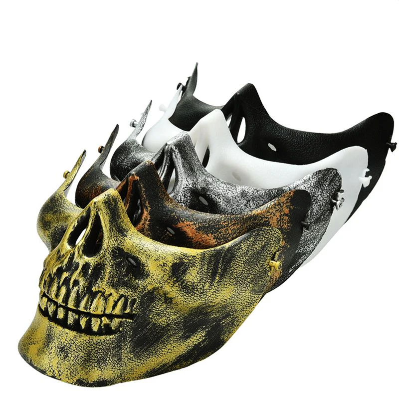 Страйкбольная маска Хэллоуин Череп тушь праздничные страшные маски маскарад косплей маска ужаса Половина лица рот маска армейская игра маска