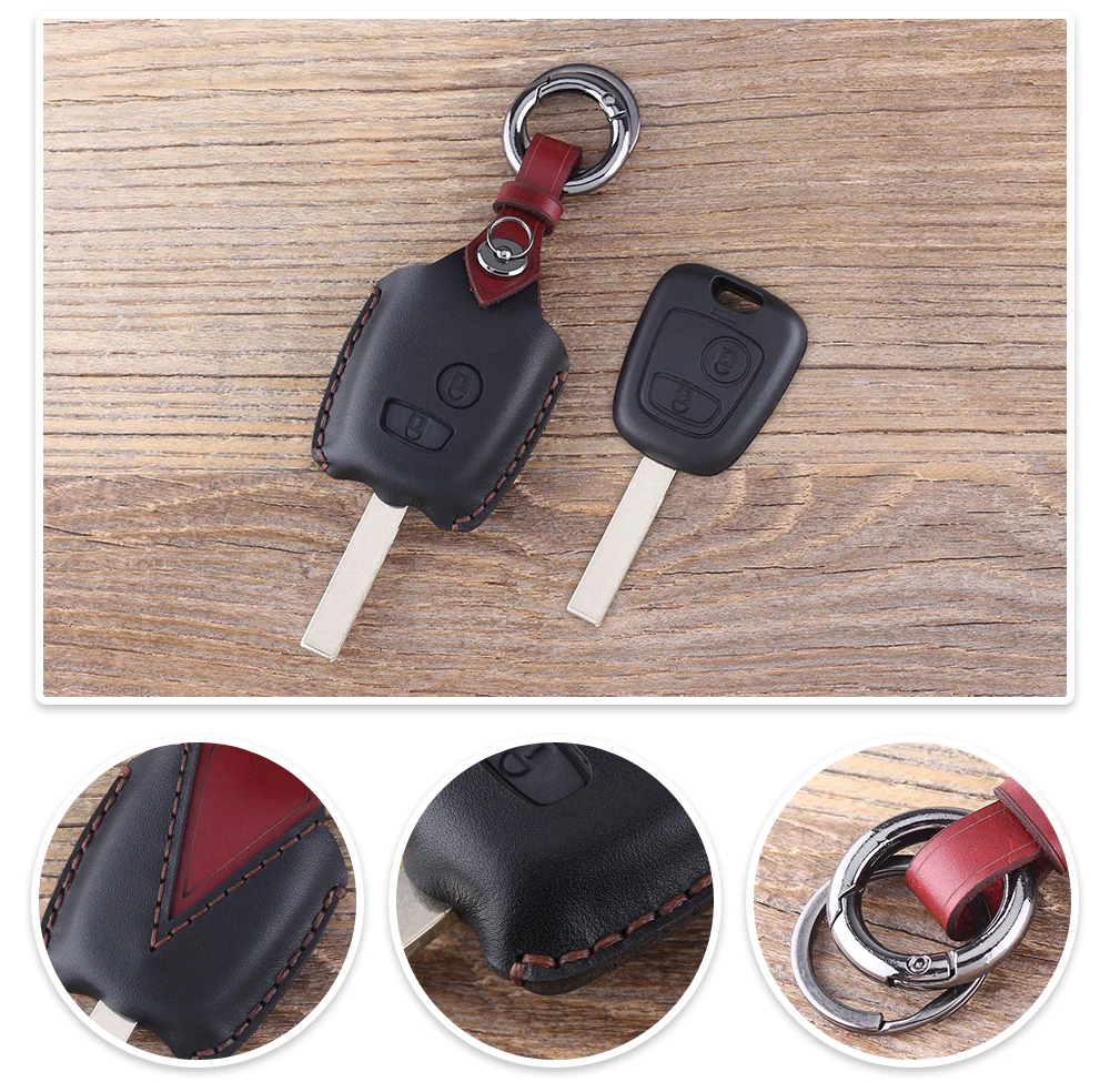 KEYYOU кожаный чехол для автомобильных ключей, держатель крышки для peugeot 206 307 207 408 для Citroen C2 C3 C4 2 кнопочный брелок-контроллер чехол Shell