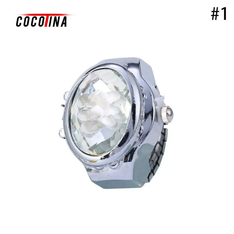 

COCOTINA Unique Design Candy Color Stainless Steel Creative Elastic Quartz Finger Ring Watches LHB9672
