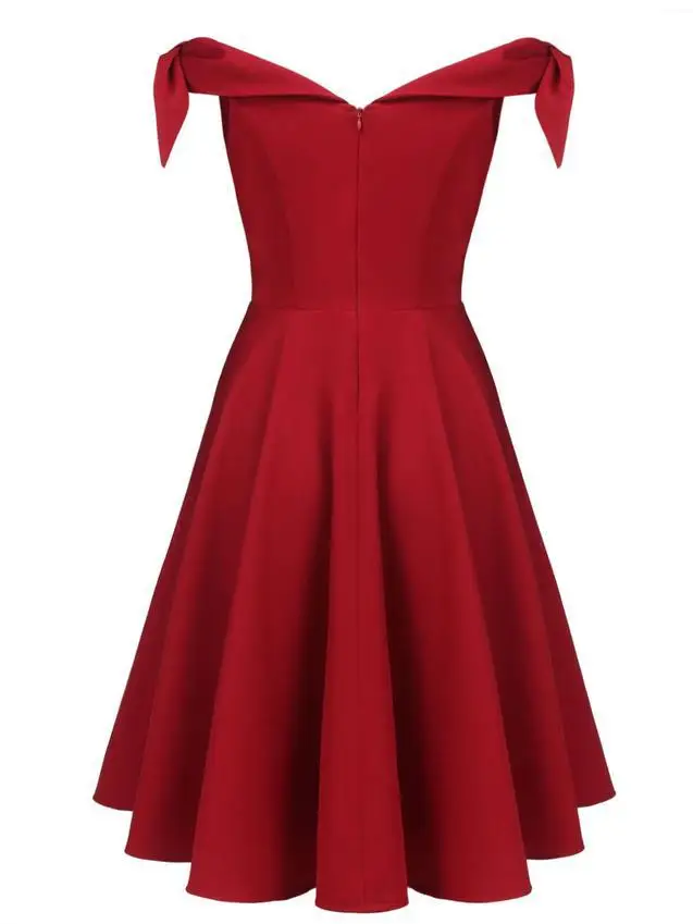 Летние женские вечерние платья Хепберн в стиле ретро ветер бабочка конденсации с плеча миди черный красный большие качели женское платье