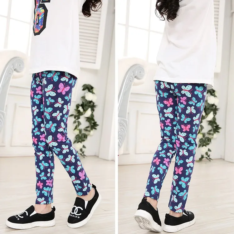 

Factory Direct Selling 1Pc Girl 2019 Autumn Newest Navy Flower Butterfly Leggings Baby Pants Children Clothing Kids Clothes