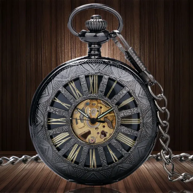 2 Type Vintage Charm Black Wheel Hollow Hand Winding Mechanical Pocket Watch Fob 2 Type Vintage Charm Black Wheel Hollow Hand Winding Mechanical Pocket Watch Fob