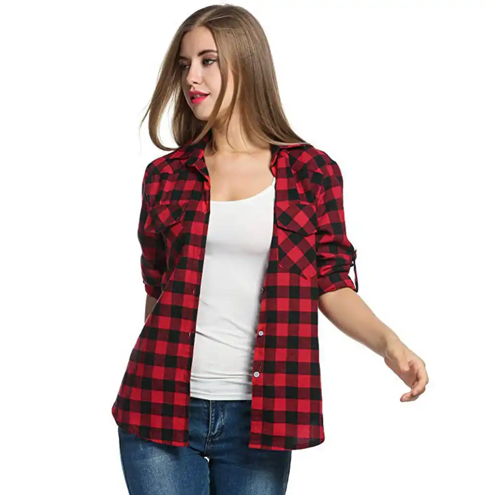 slim fit flannel shirt womens