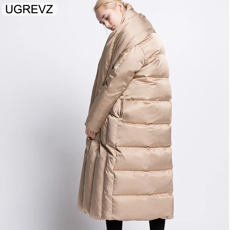UGREVZ, высокое качество, модная женская зимняя куртка, Женская длинная белая парка на утином пуху, пальто, Толстая Толстовка, зимнее пальто