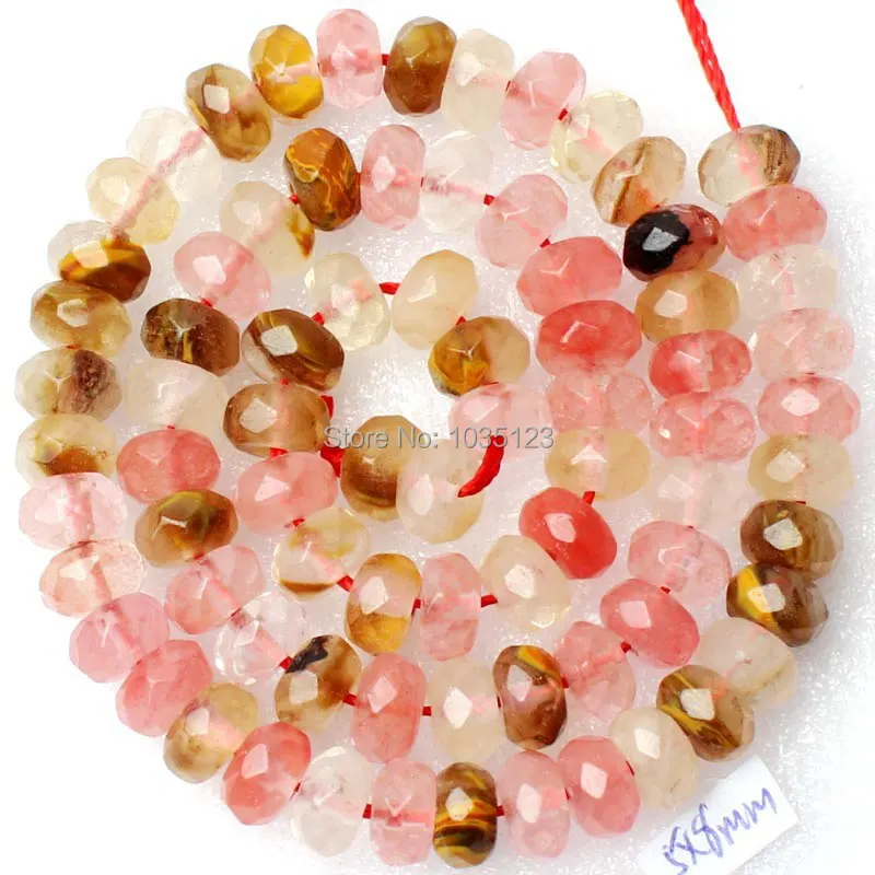 

5x8mm Faceted Rondelle Shape Watermelon Stone Loose Beads Strand 15" DIY Creative Jewellery Making w2065
