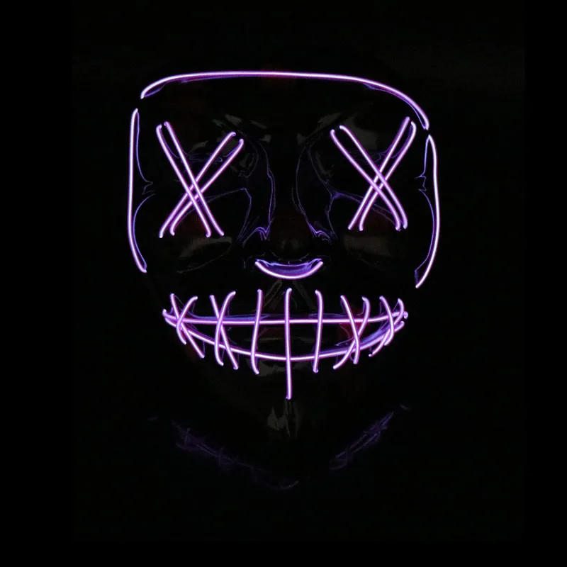 Светодиодная неоновая маска Хэллоуин страшная маска для вечеринок фестиваль череп тушь светильник Косплей светящаяся в темноте Маскарадная маска подарок на день рождения
