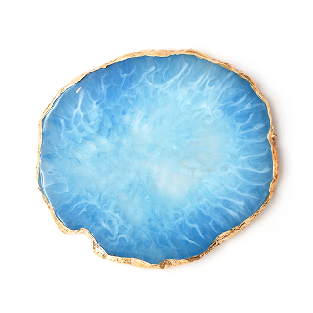 

Professional Nail Art Coloring Polish Easy To Clean Palette Agate Plate Painting Gel Exquisite Golden Edge Resin