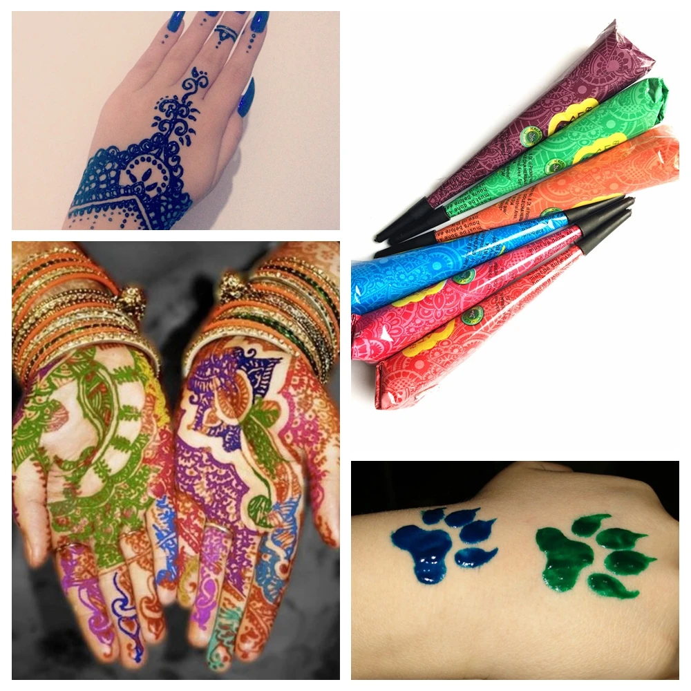 Color Henna Tattoo / Vova High Quality Henna Tattoo Paste Cream Cones Indian Mehndi Brown Color Henna Tattoo Paste For Body Paint - After about 10 to 15 days, you can expect the dye to start fading, but before then it should have a strong color and opacity.