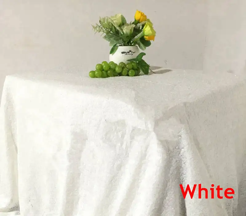 Блестящая золотистая Скатерть прямоугольная блестящая вышитая блесток 60X102in табличка для свадебной вечеринки Рождественский Банкетный Декор-63 - Цвет: White