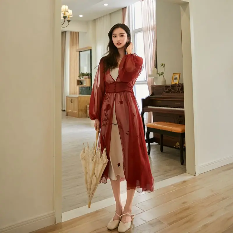 

2019 new fashion women's clothing adult Red dress not include white dress