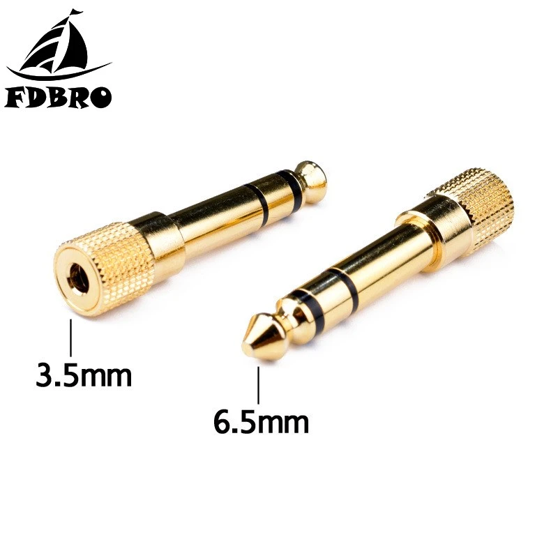 

FDBRO Gold Plated Plug Connectors Audio Jack 6.35mm 1/4" Male to 3.5mm 1/8" Female Stereo Adapter Audio Converter