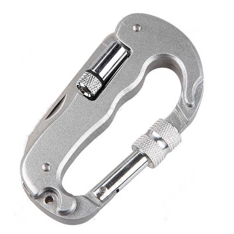 Multifunctional Folding Security Self Defense Weapons Knife Carabiner Hanging Buckle EDC LED Tool armas de defensa personal