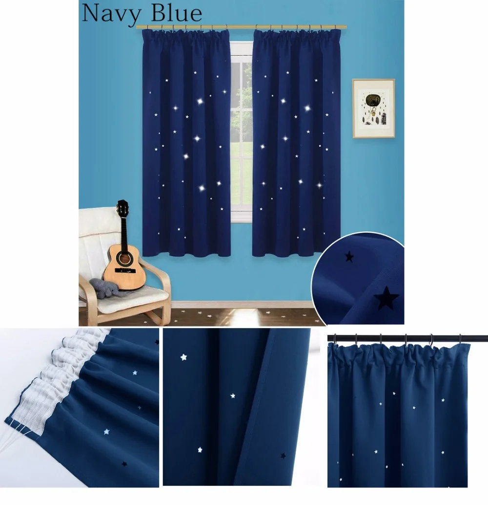 NICETOW синяя звезда вырез карандаш складка шторы затемненные оконные шторы полые шторы со звездами/драпировки для детской