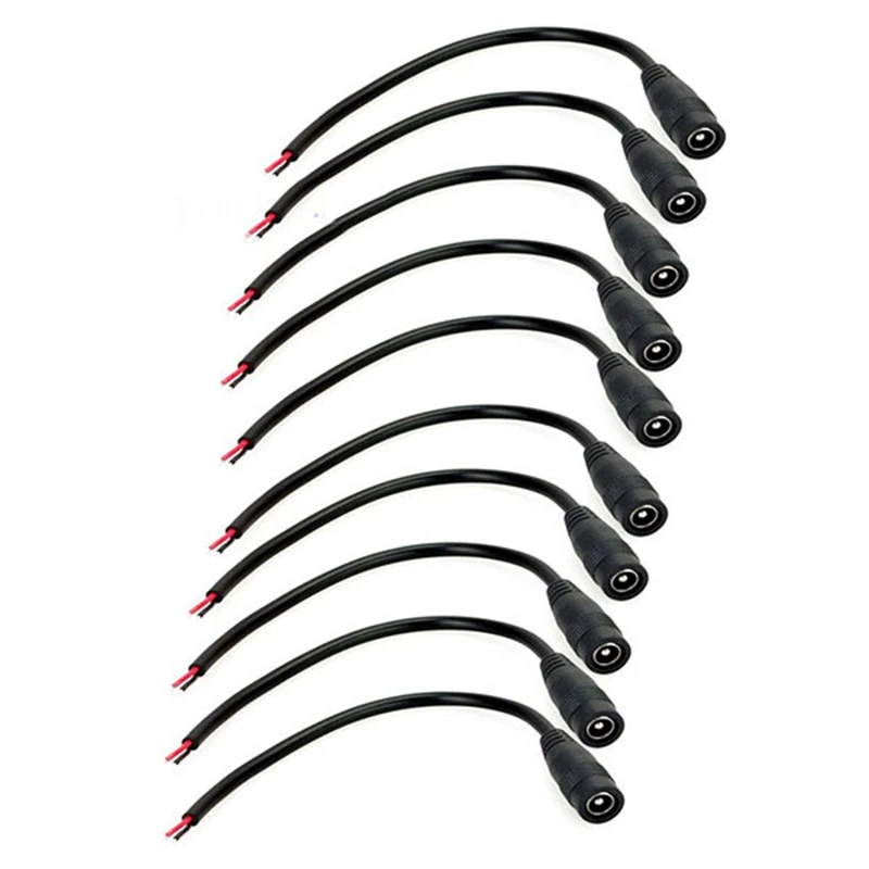  10pcs 12V DC Power Plug Female Jack Plug Connector Cable 5.5X2.1mm With Cord Cable 15CM for CCTV LE - 32855215308