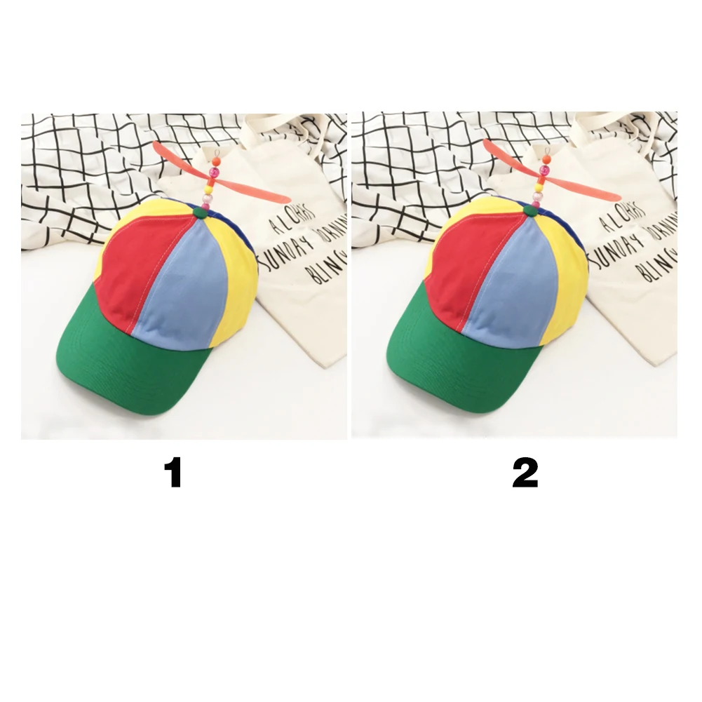 

Summer Helicopter Rainbow Color Fancy Outdoor Travel Running Cap Propeller Cap Hat