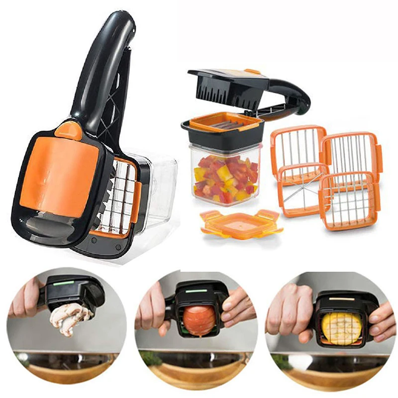 

Kitchen Tools 5 in 1 Vegetable Chopper Stainless Steel Vegetable Dicer Chopper Mushroom Veggie Slicer Cutter Kitchen Gadgets