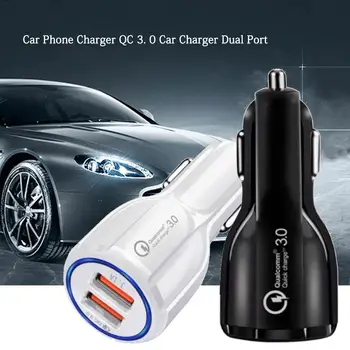 

Car Phone Charger QC 3. 0 Dual Port USB Fast Charging For IPhone XR XS Samsung S9 Huawei P30 Pro Tablet Car-Charger