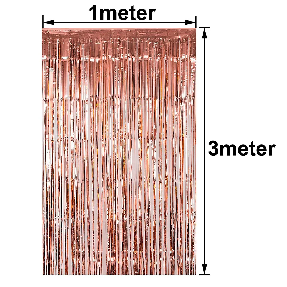 2 шт. 1X3 м розовое золото металлическая мишура полоса фольги шторы фото стенд реквизит День рождения девичник ребенок душ вечерние украшения