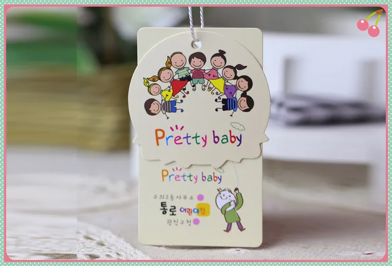 100sets/lot "Pretty Baby" Paper Printed Clothes Hang Tag Children