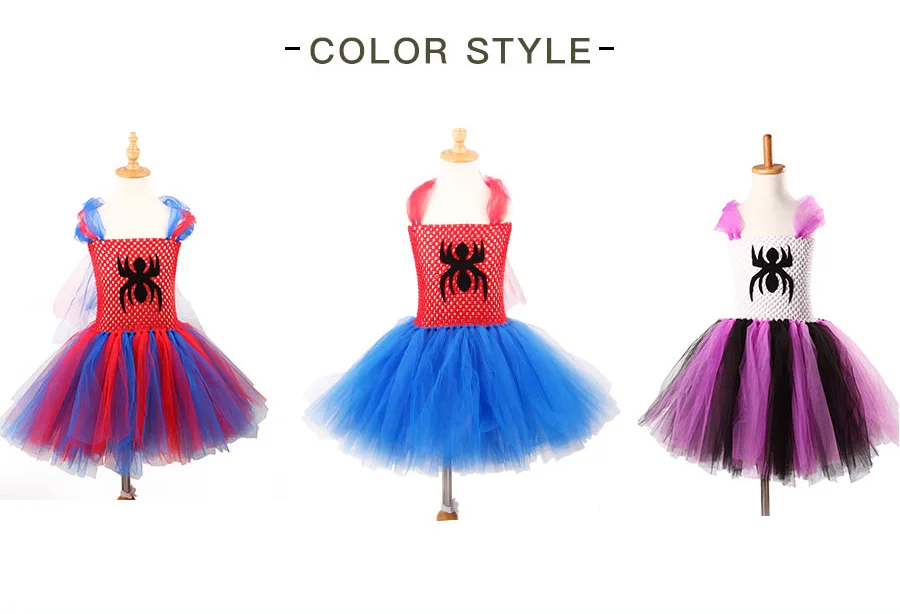 Black Purple Spiderman Inspired Girls Tutu Dress Super Hero Princess Halloween Costume Birthday Party Pageant Ball Gown (3)
