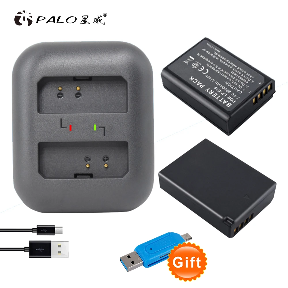 2x LP E10 LP E10 LPE10 Camera Batteries +LED USB Dual Charger for Canon EOS 1100D 1200D 1300D