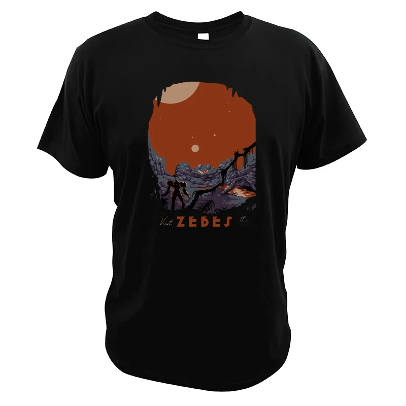 

Metroid T Shirt EU Size Pure Cotton Escape from Zebes Harajuku Camisetas Japanese Action Adventure Game Tops