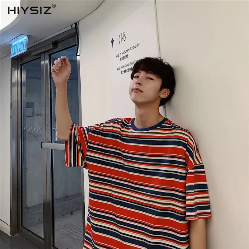 

HIYSIZ 2019 Harajuku t shirt Men Summer Hip Hop tshirt Short Sleeve Casual Cotton tshirt Ship Cartoon Streetwear T-shirts ST505